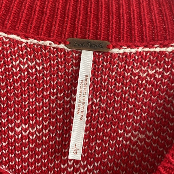 🆕 FREE PEOPLE 🇺🇸 Easy Street Sweater in Cherry 🍒 Combo Size Large Oversized - Picture 8 of 10